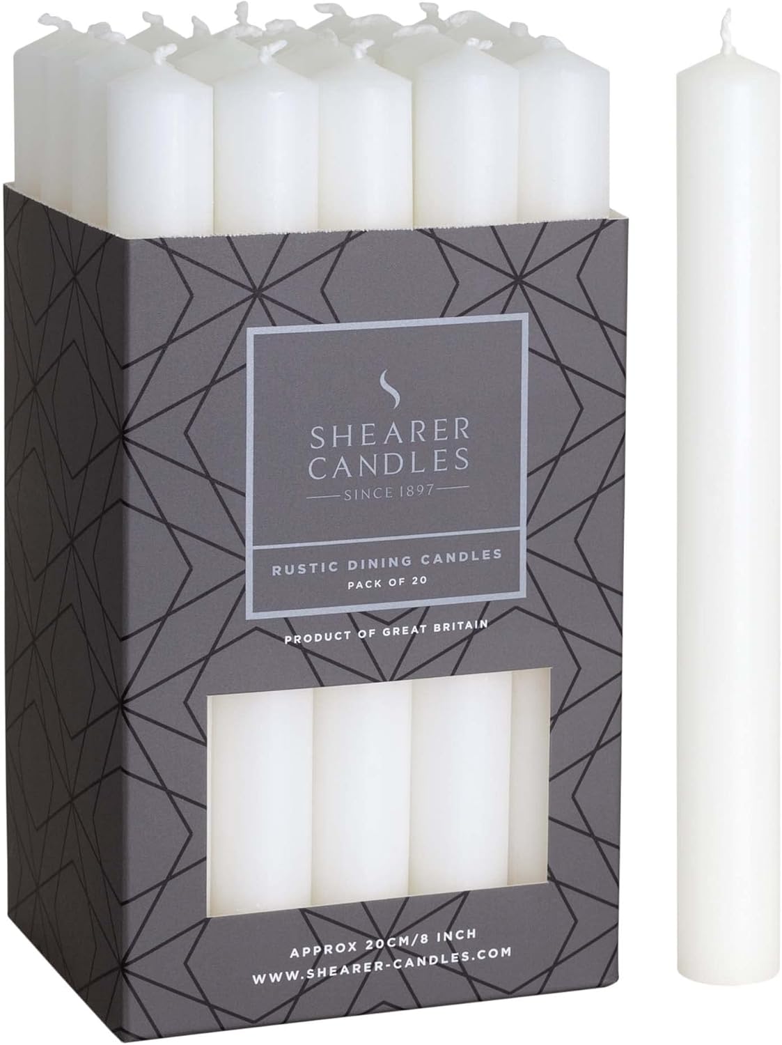 Shearer Candles White Dinner Candles 8 inch Unscented Dinner