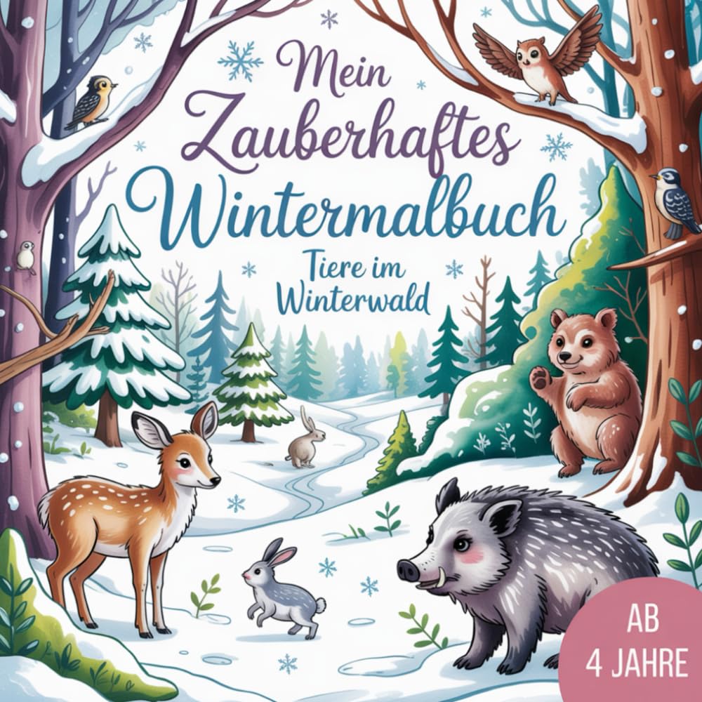 Mein zauberhaftes Wintermalbuch - Tiere im Winterwald: Kreativität und Konzentration fördern mit 50 liebevoll gestalteten Ausmalbildern für Kinder