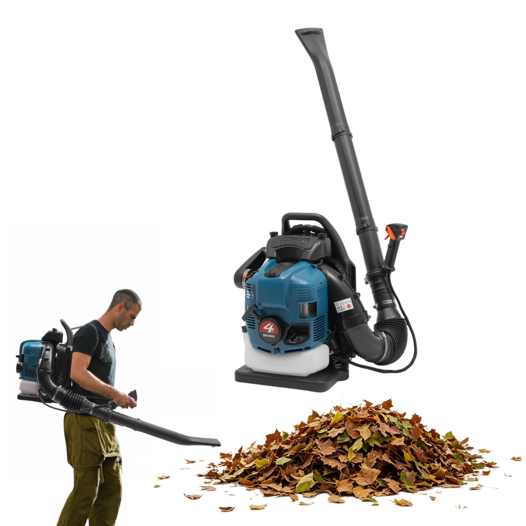 Petrol Backpack Leaf Blower,75.6cc Gas leaf blower,4-Stroke Powerful Air Cooled Engine, For Lawn Care Yard Debris Snow Cleaning