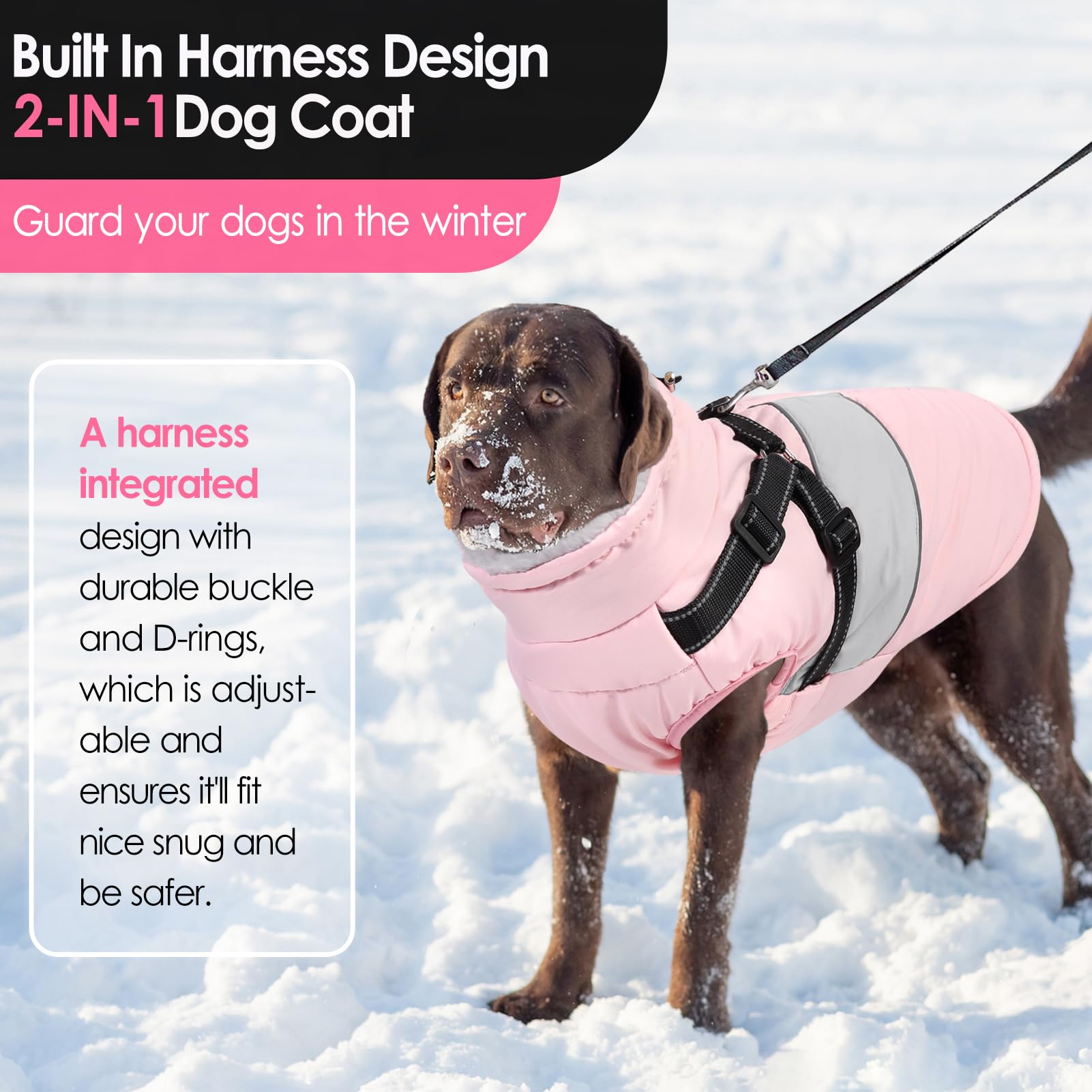 AOFITEE Dog Winter Coat, Dog Coat with Harness Built in - Image 2