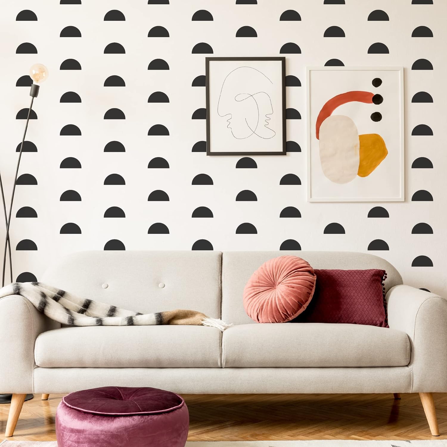 PICASSO SIGNAGE Black Vinyl Wall Decals Peel and Stick | Modern Abstract Boho Wall Art Stickers for Kids Nursery Bedroom Living Room Office Home Decor, Removable Minimalist Wall Stickers (Semicicle)