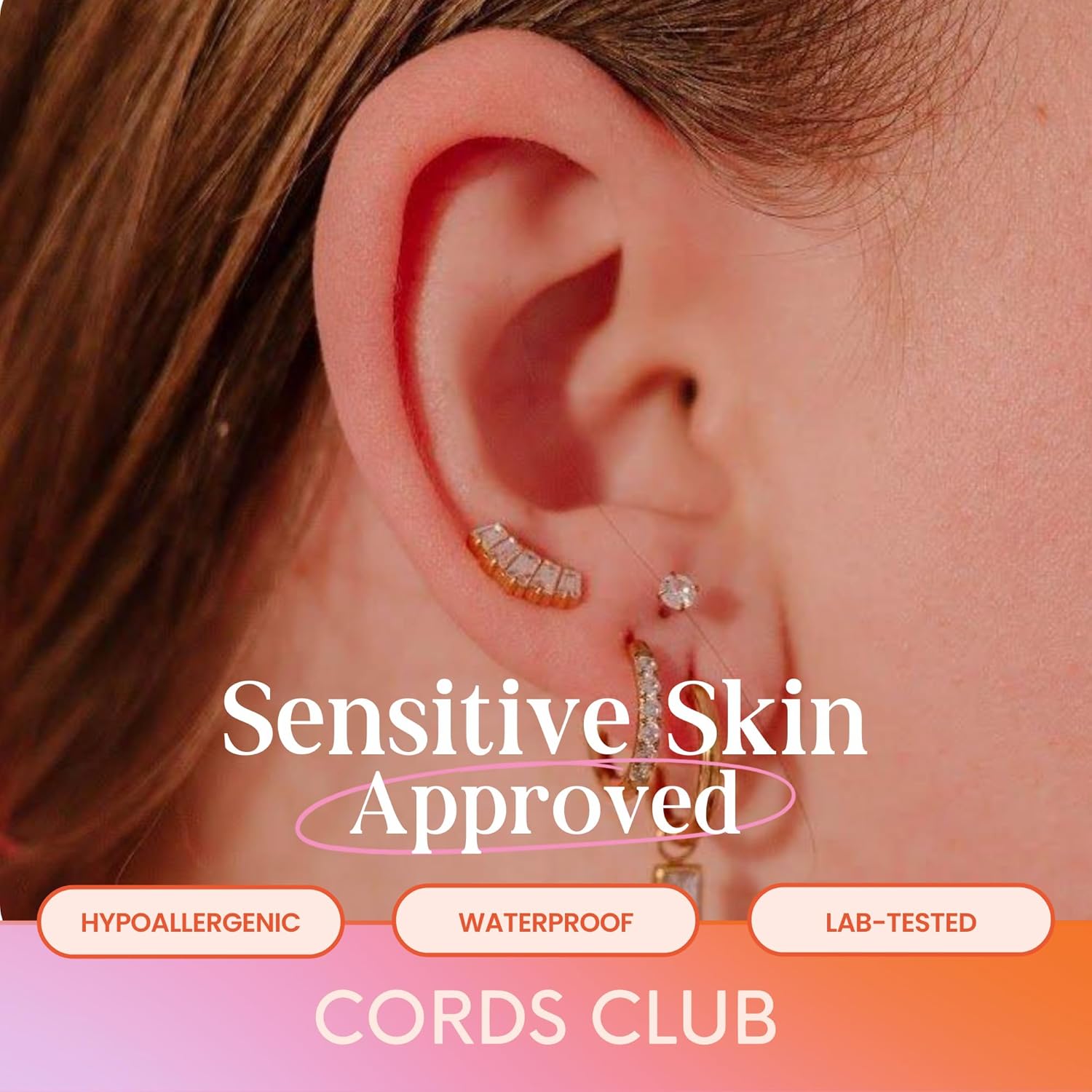 Cords Club Solitaire 3mm Flat Back Stud – ASTM-F136 Implant Grade Titanium - Push Pin Design for Sensitive Ears – Available in 18K PVD Gold Plated & Titanium Silver (Single Earring) - Image 3