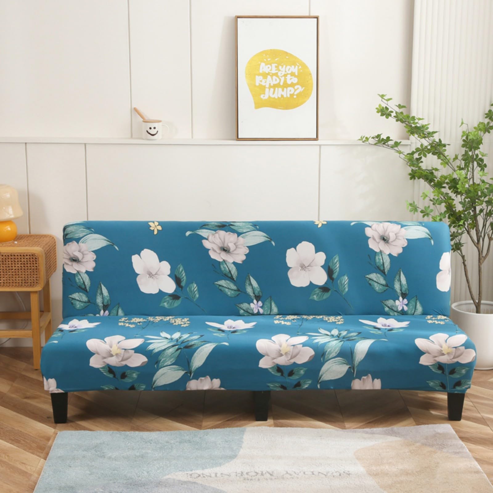 boiszeda Armless Sofa Bed Cover, Spandex Stretch Futon Slipcover(160-190cm)