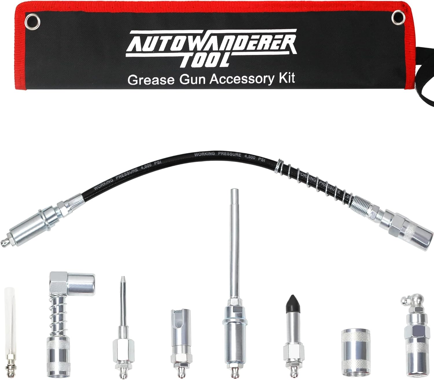 AutoWanderer Tool Grease Gun Tip 9Piece Grease Coupler Kit Quick