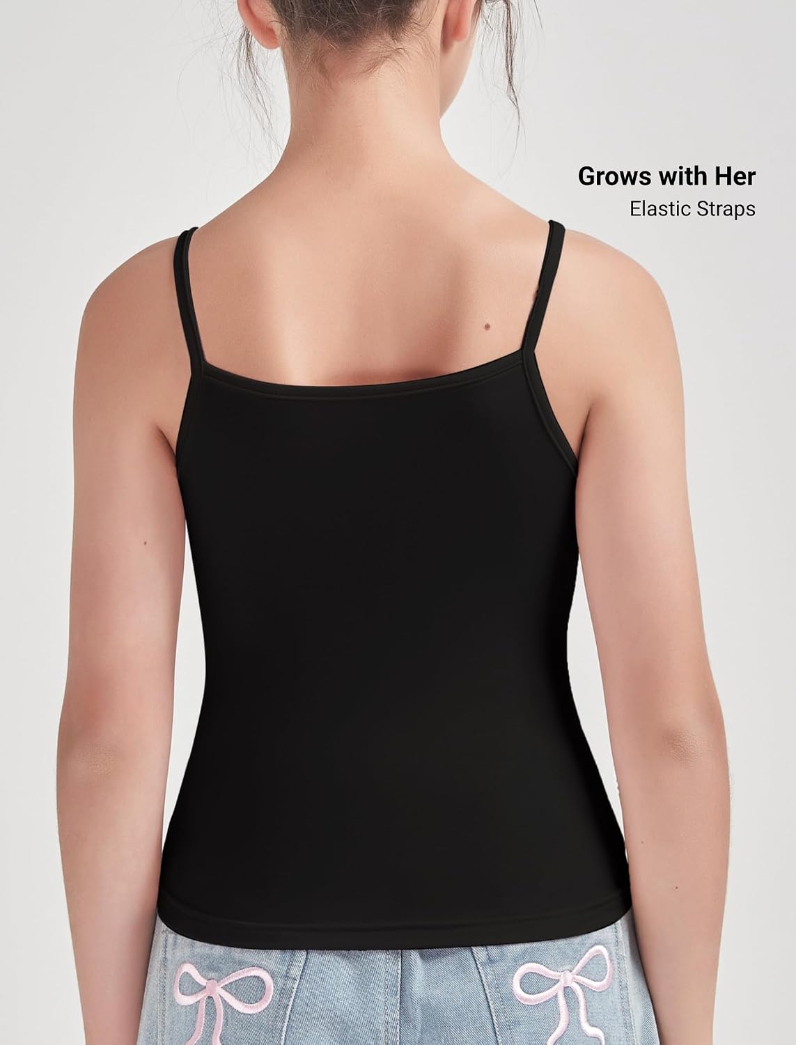 EXARUS 5/7 Pack Girls Padded/Unpadded Camisole Tank Tops Teen Cropped Short Summer Stretchy Sleeveless Spaghetti Straps Top