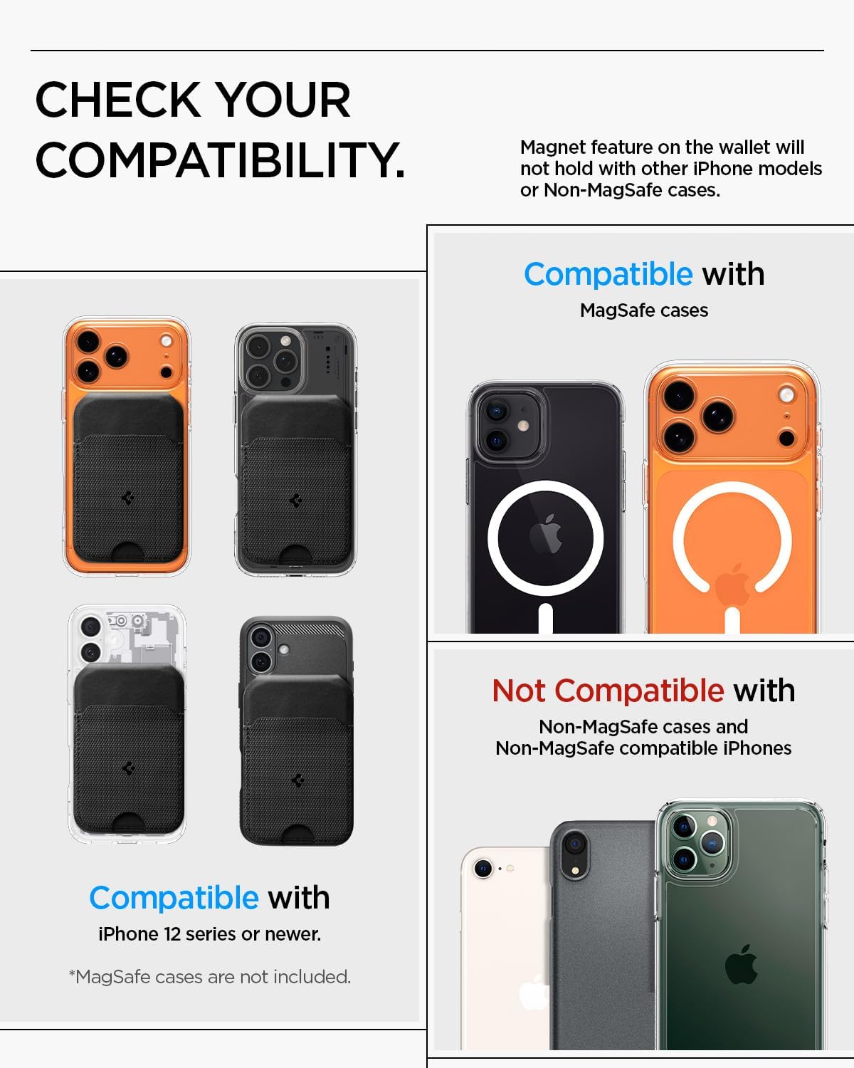 Spigen for MagSafe Wallet, Slim Fold (MagFit) Magnetic Wallet Card Holder Tripod Stand Compatible with iPhone 17/16/15/14/13/12 Pixel 10 Series MagSafe-Compatible Pixelsnap - Black (3-Cards)