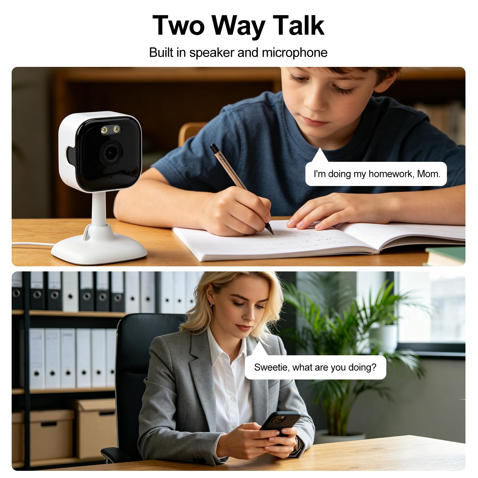 Wewnętrzna Kamera Bezpieczeństwa, Kamera dla Zwierząt 2K 3MP AI z detekcją Ruchu 2-kierunkowy DźWięk 2.4G 5G Wi Fi do Elektronicznej Niani Bezpieczeństwo w Domu, Obsługa Widoku (wtyczka UE)