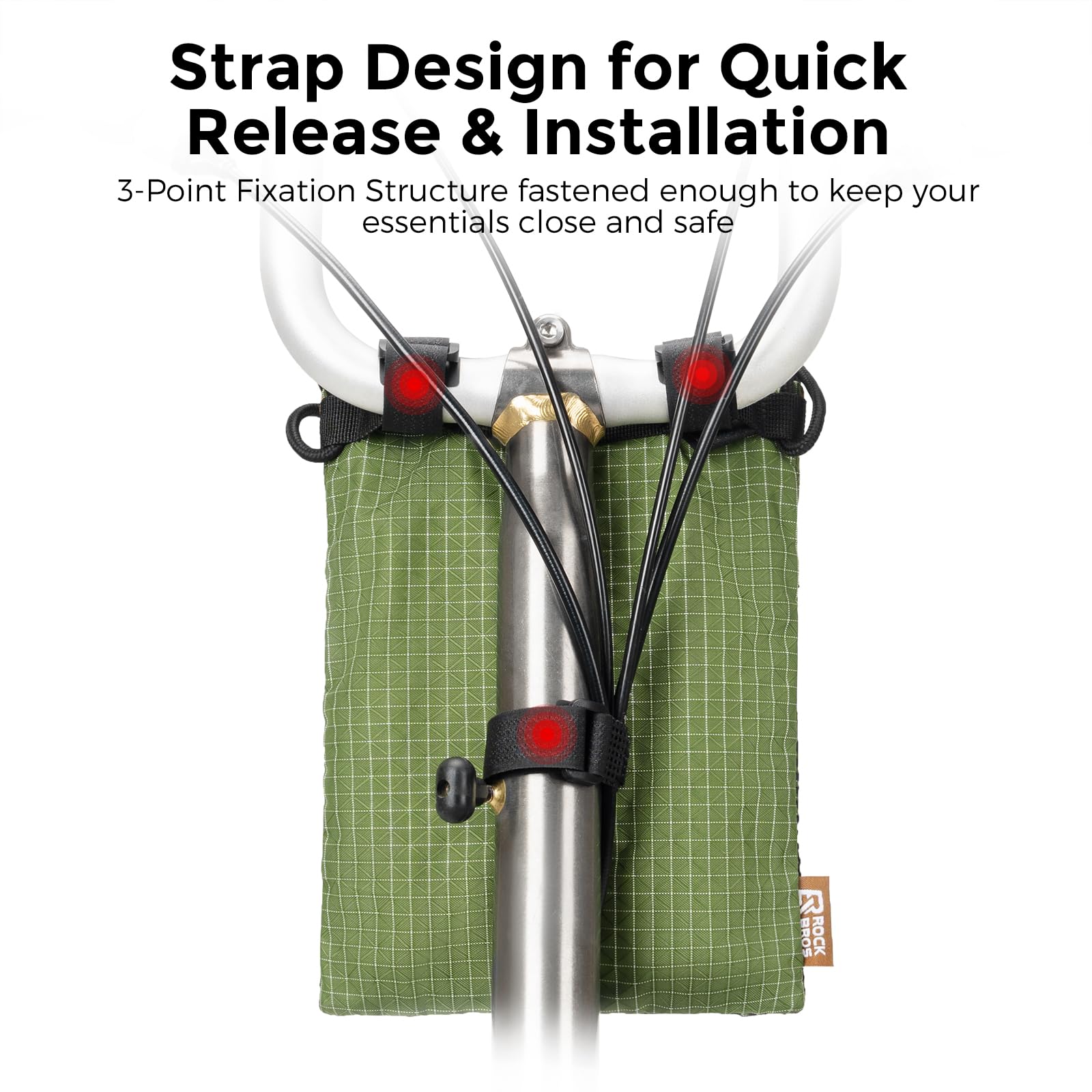 ROCKBROS Sac de guidon de vélo, sac avant léger 2 en 1 et sac à bandoulière réglable, sac de vélo multifonction pour vélos pliants, scooters, vélos pour enfants (noir)
