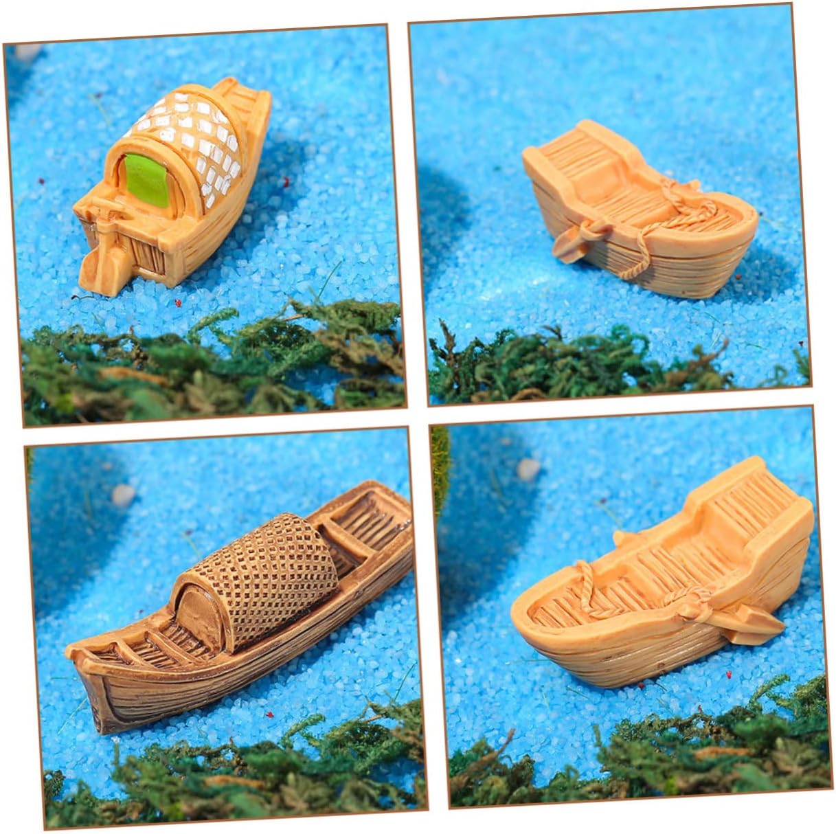18pcs Miniature Boat Ornaments Charming Resin Fishing Ships Elegant Chinese Style Decor for and DIY Micro Landscapes