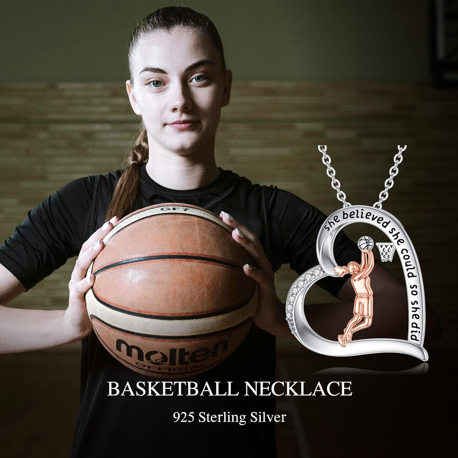 PROESS Tennis/Basketball/Soccer/Gymnastics/Running/Golf/Barbell Necklace 925 Sterling Silver Sports Pendant Inspirational Jewelry Gifts for Women