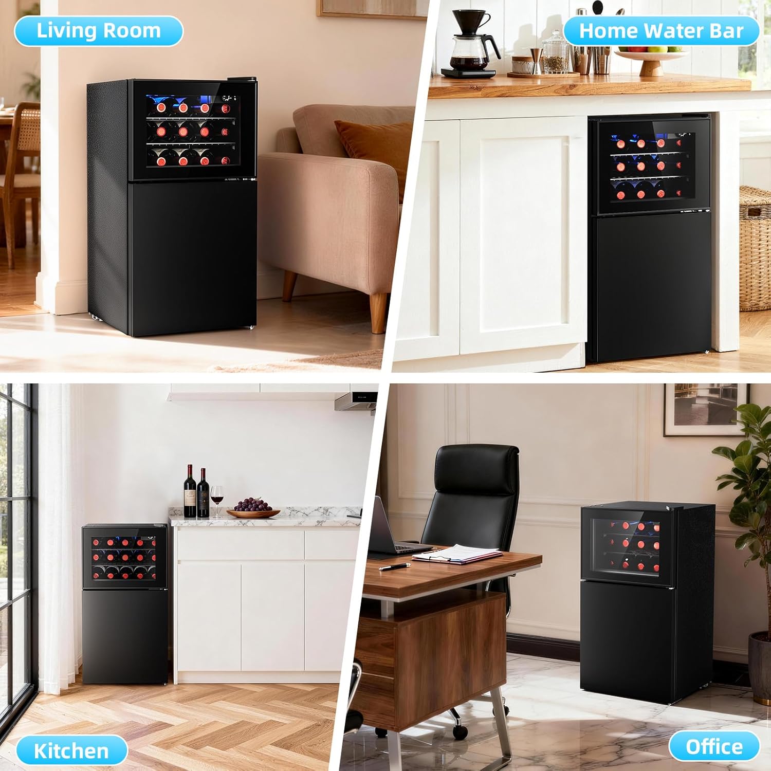 Antarctic Star 2.6 Cu. Ft. Mini Fridge with Freezer, Compact Refrigerator with Temperature Control, Reversible Door, LED Light, Energy Efficient for Home/Office/Bar/Bedroom