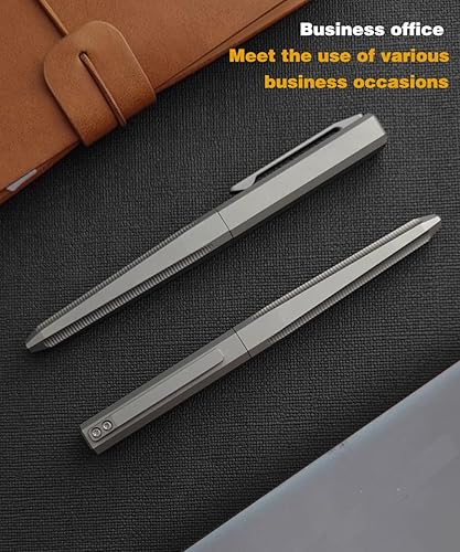 Miniatura 5 de Bolígrafo de titanio, bolígrafo multifuncional EDC de bolsillo con tapa, bolígrafo de lujo, bolígrafo de firma de negocios de oficina, escritura,