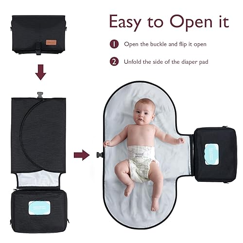 Miniatura 4 de Momcozy Cambiador de pañales 2 en 1, almohadilla de pañales portátil extragrande de 31.4 x 15.7 pulgadas, impermeable y plegable para recién nacidos