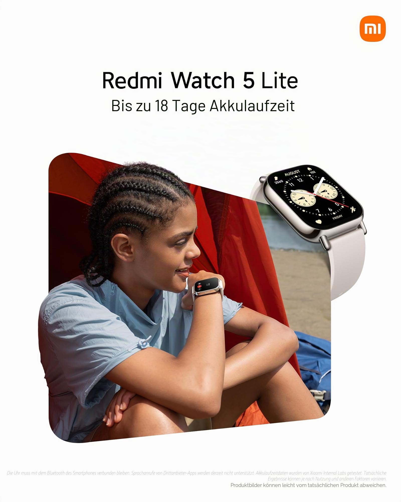Redmi Watch 5 Lite Smartwatch 1.96" AMOLED Display 18 Tage Akku GPS 5ATM Wasserdicht Schwarz