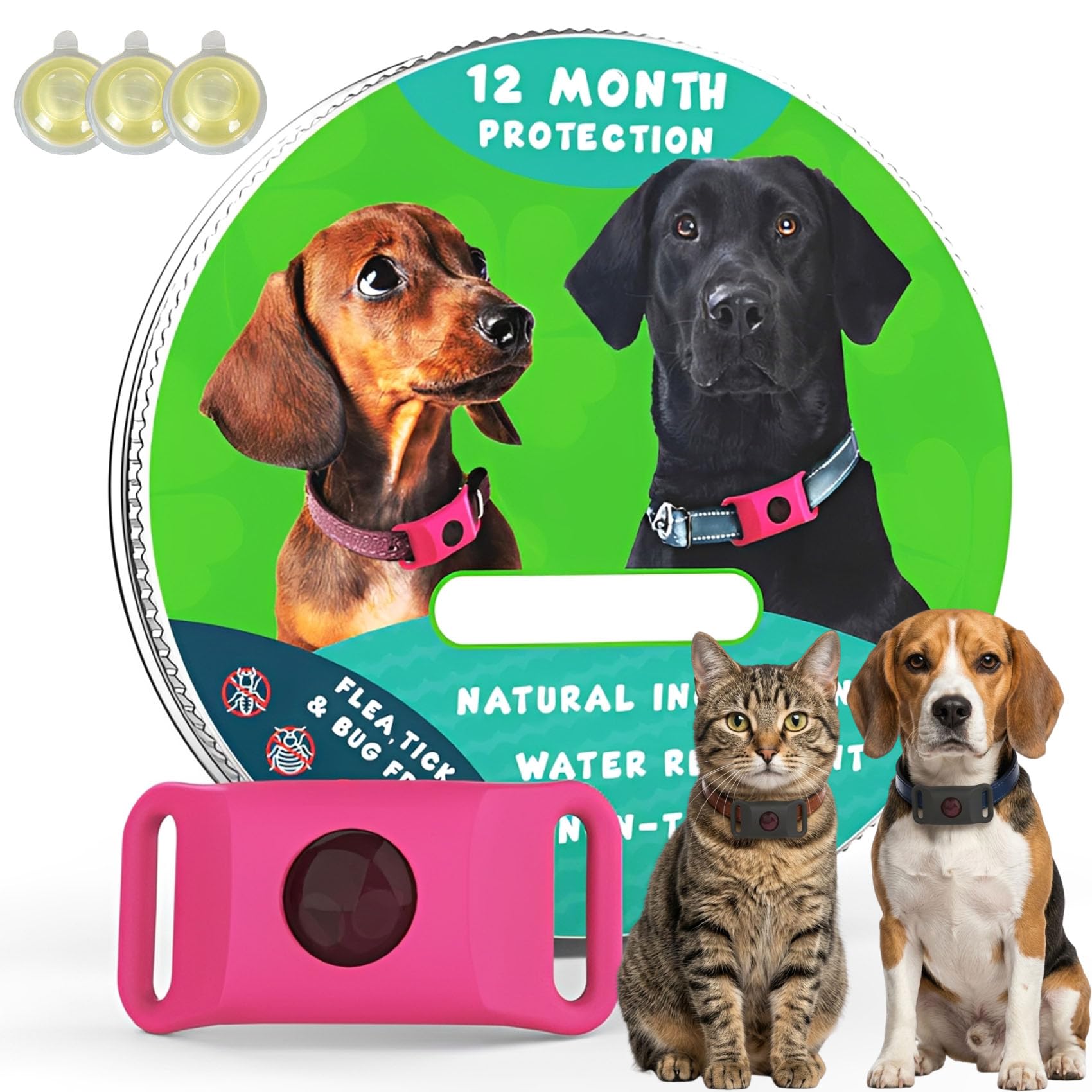 PawFectHaven Flea and Tick Pendant - 2026 New Natural Pet Anti-Parasite Collar Tag with 3 Replaceable Capsules, Long-Lasting Daily Protection, Lightweight Comfort Design for Dogs & Cats