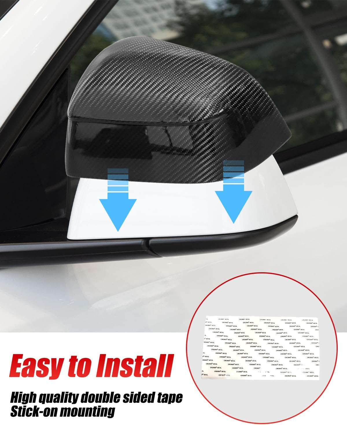 Carbon Fiber Mirror Cover Replacement Side View, 2PCS Glossy Real Carbon Fiber Rearview Mirror Protection Cover Compatible with Tesla (model y and juniper)