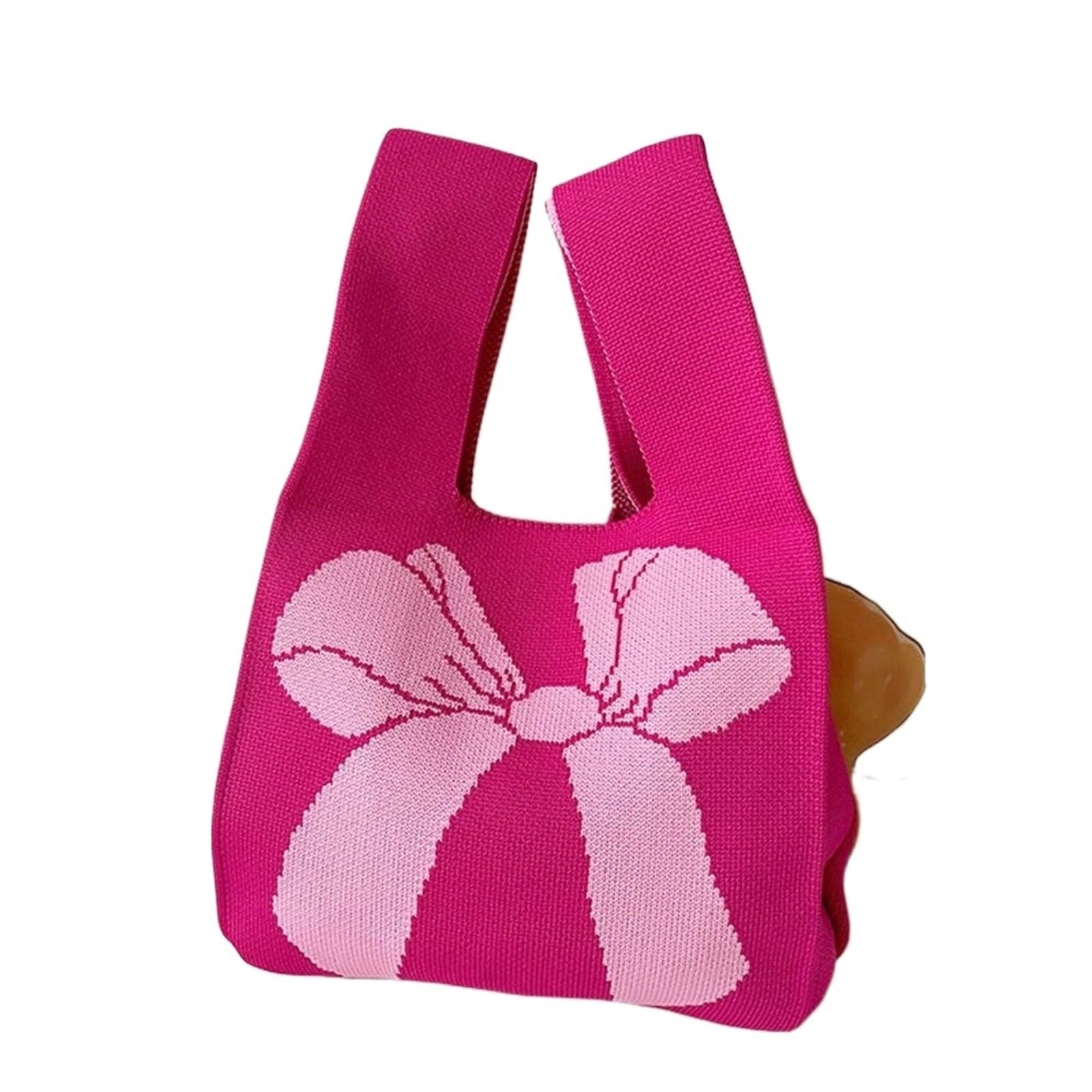 Dziane torebki Torba na nadgarstek, swobodna muszka wielokrotnego użytku modna torebka zakupy 20 * 36 cm imprezę, wesele, podróże(Rose Red)