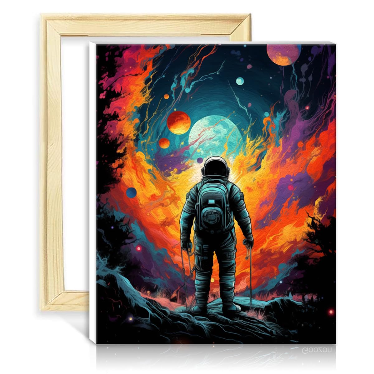 TANGFEIY Paintting Astronaut Space TRE DIY Paint by Numbers Digital Painting Acrylic Number with Paintbrushes Picture for Home Decor DIY Frame(40x50cm) โ image 1