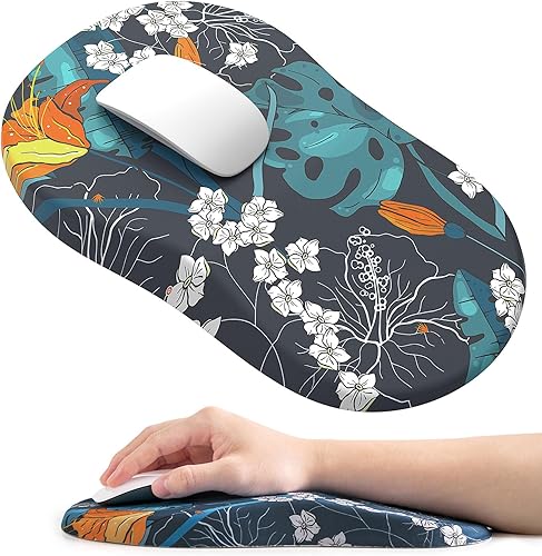 hueilm Alfombrilla ergonómica para mouse con soporte de muñeca, para aliviar el dolor con reposamuñecas, alfombrilla de mouse de espuma