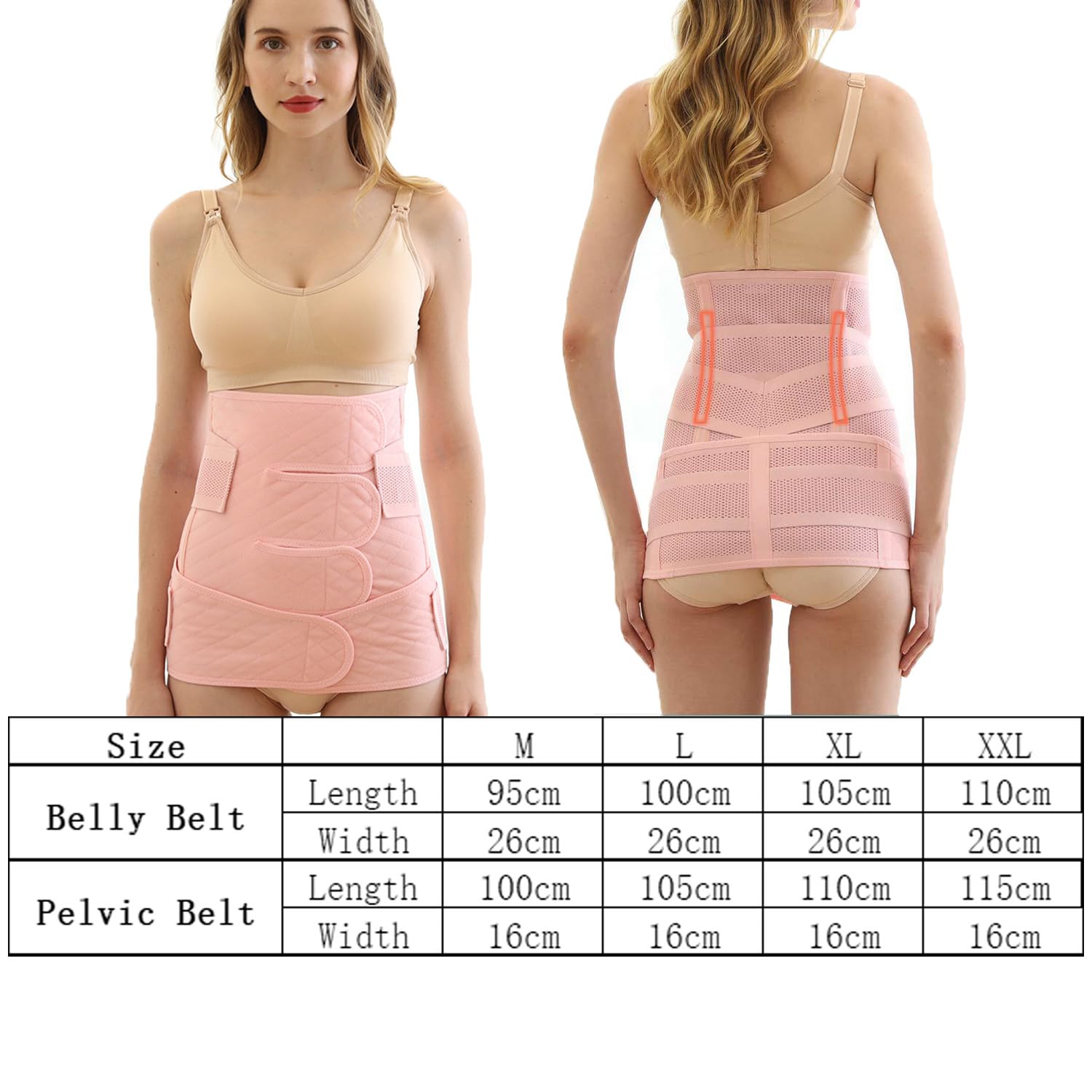 Cintura postpartum 2 in 1 da donna dopo la nascita, supporto per la pancia, cintura per il recupero della pancia, cintura per il recupero della pancia, cintura per la schiena (bianco, XL)