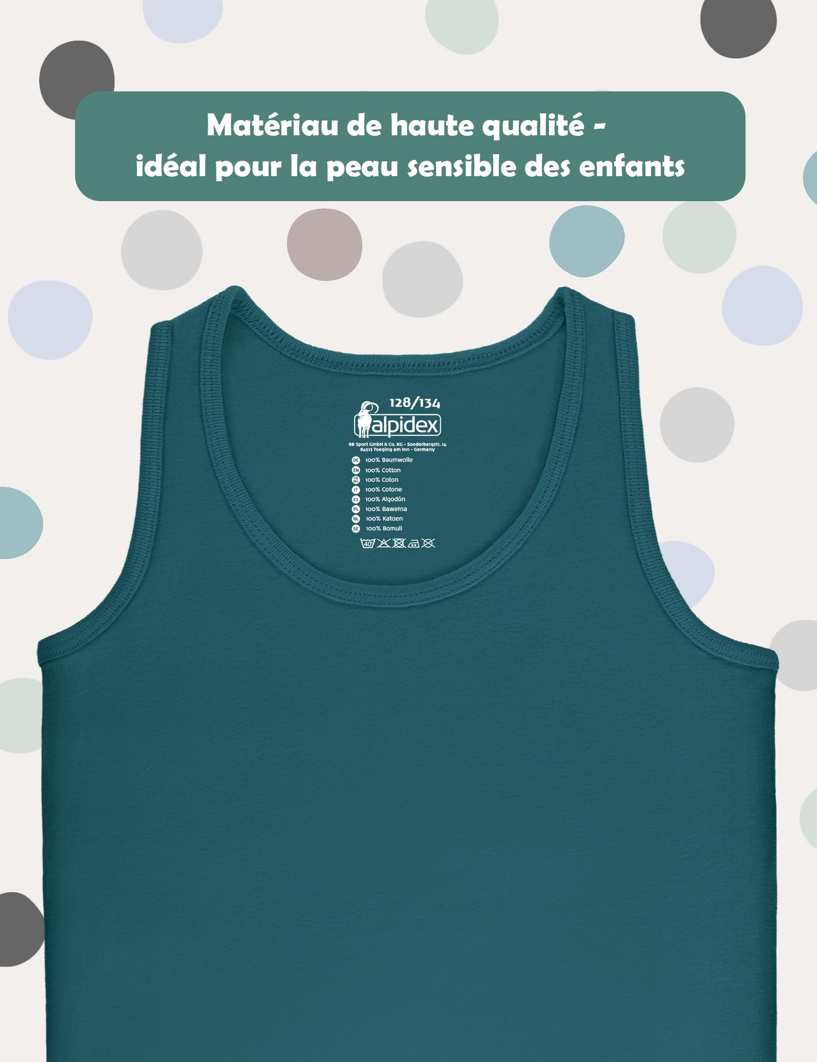 ALPIDEX Lot de 5 Maillots de Corps Garçons 100% Coton Débardeur Enfant