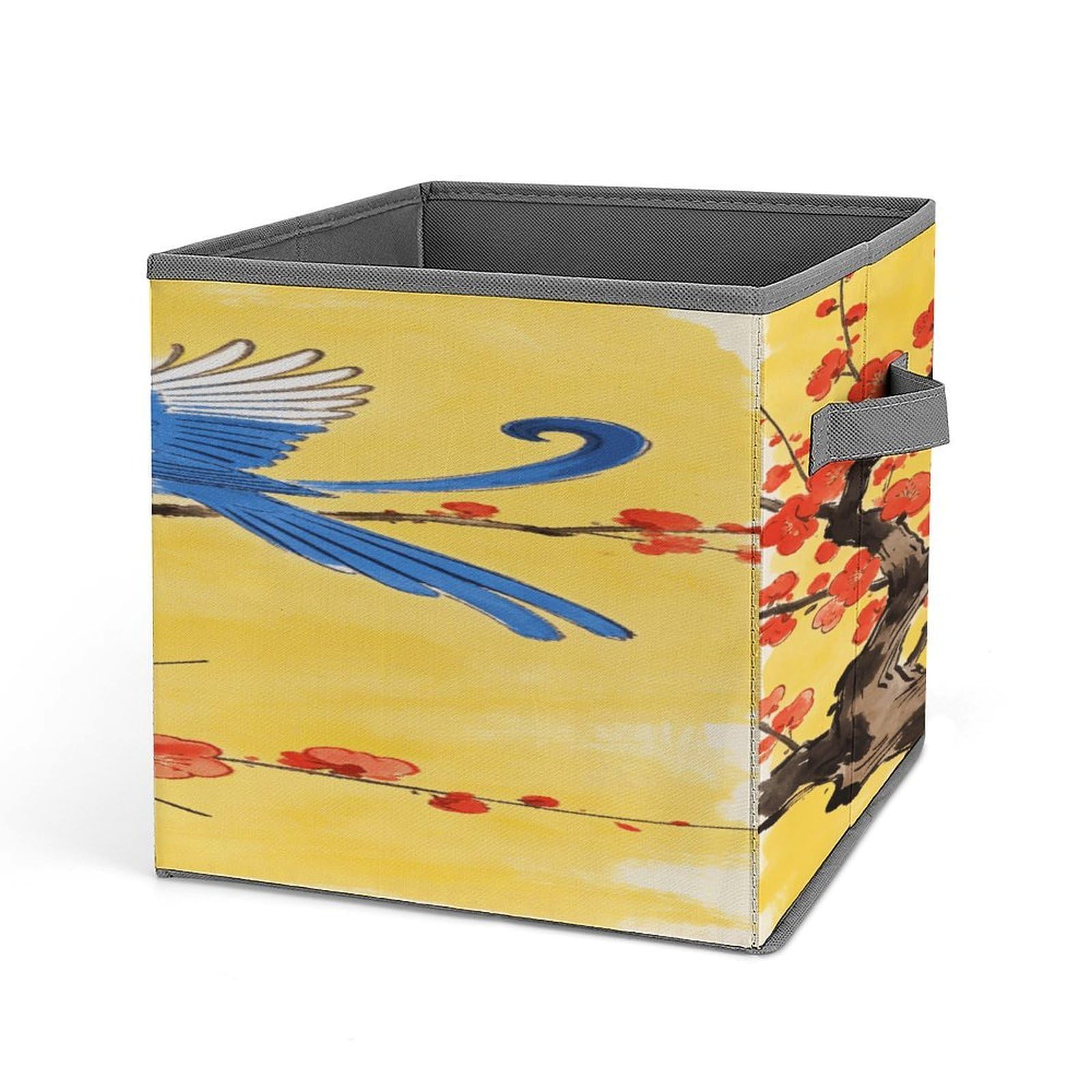 VstaDank Joy Is on The Tip of The Plum Blossom Storage Bin Collapsible Storage Cubes Organizer Oxford Cloth Storage Box with Dual Handles Large Stackable Closet Storage Bins for Sheets Hat Sweater