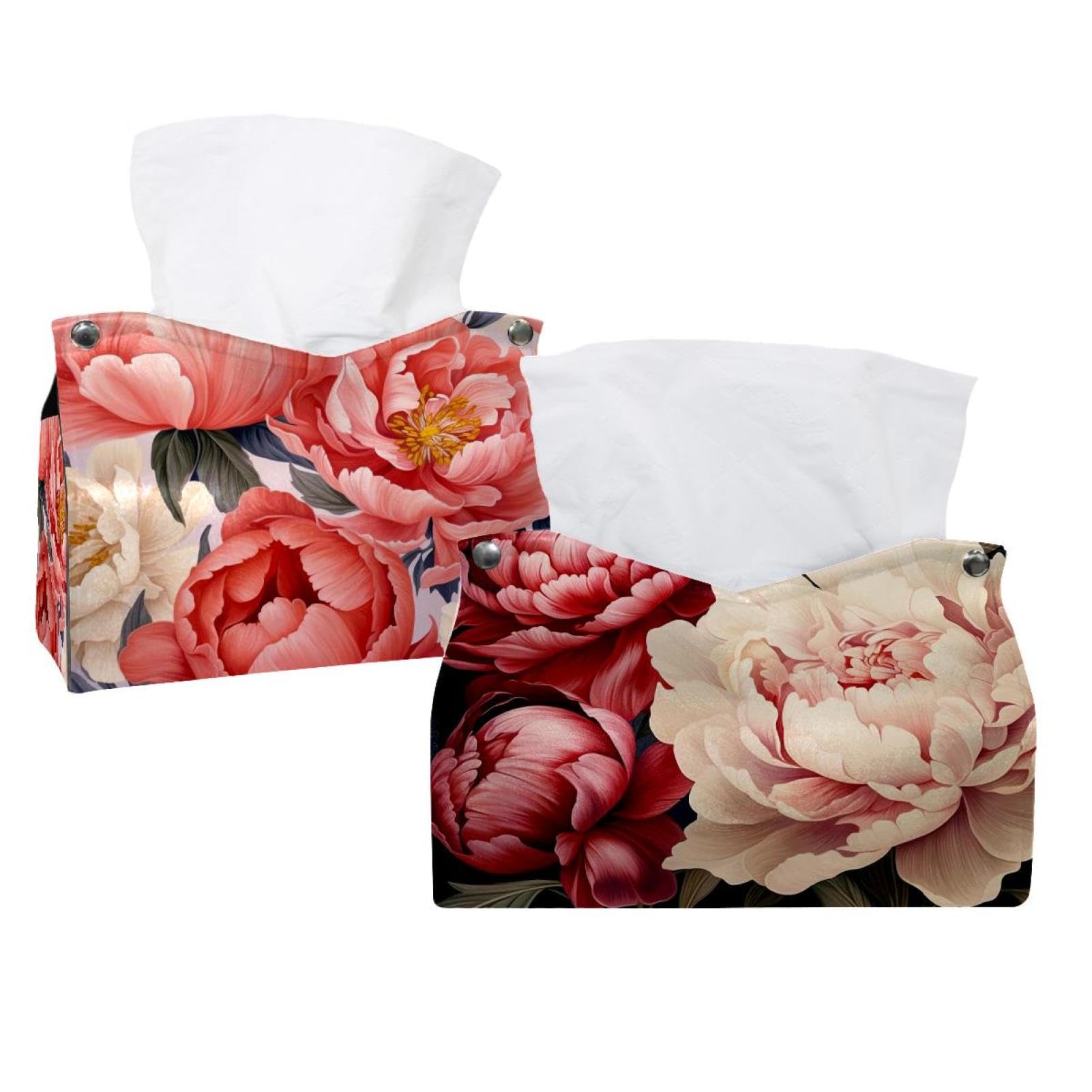 Boîte à mouchoirs pivoine (lot de 2) : distributeur de serviettes chic pour salle de bain