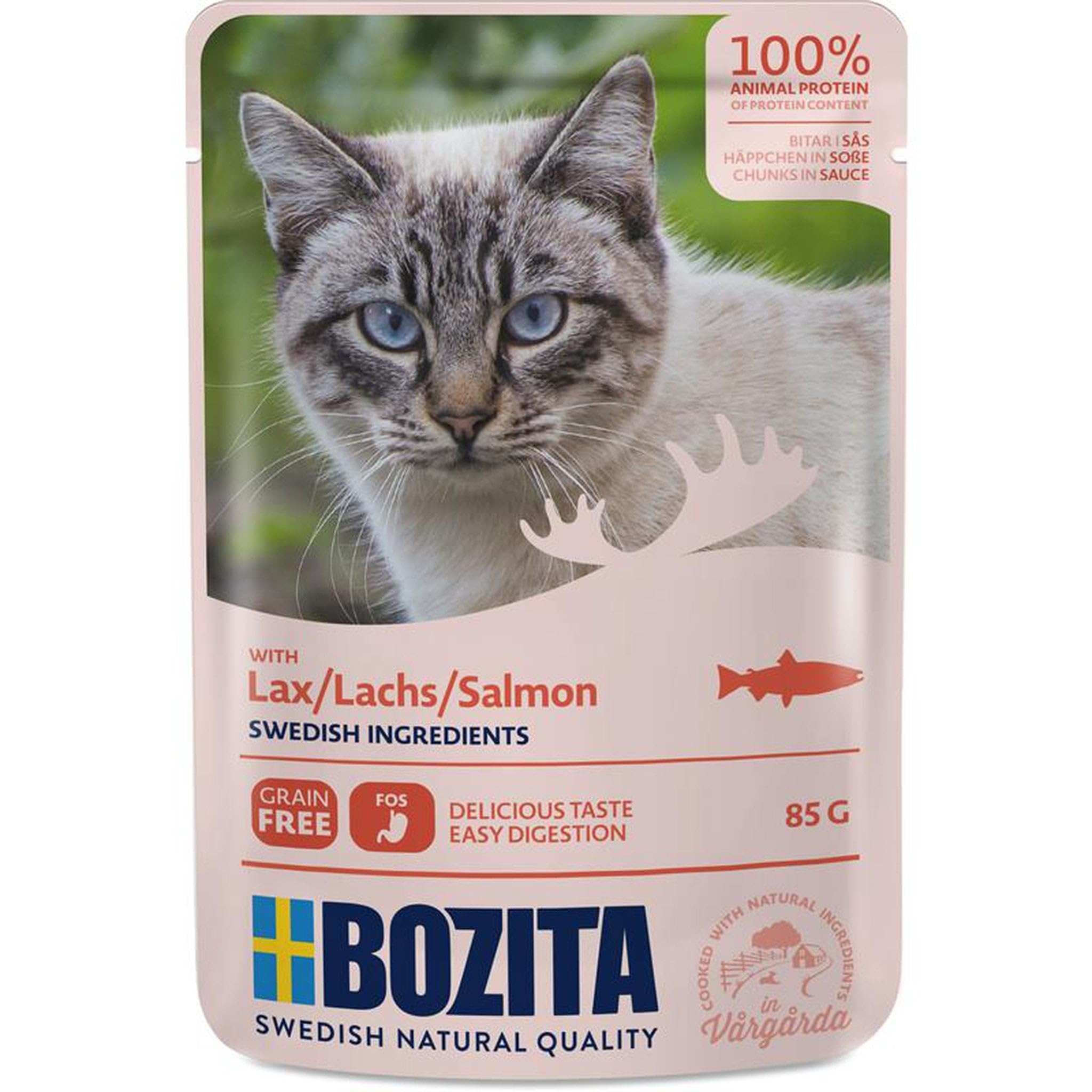 Bozita Pouch appetizers in sauce with salmon, 12 x 85 g wet cat food