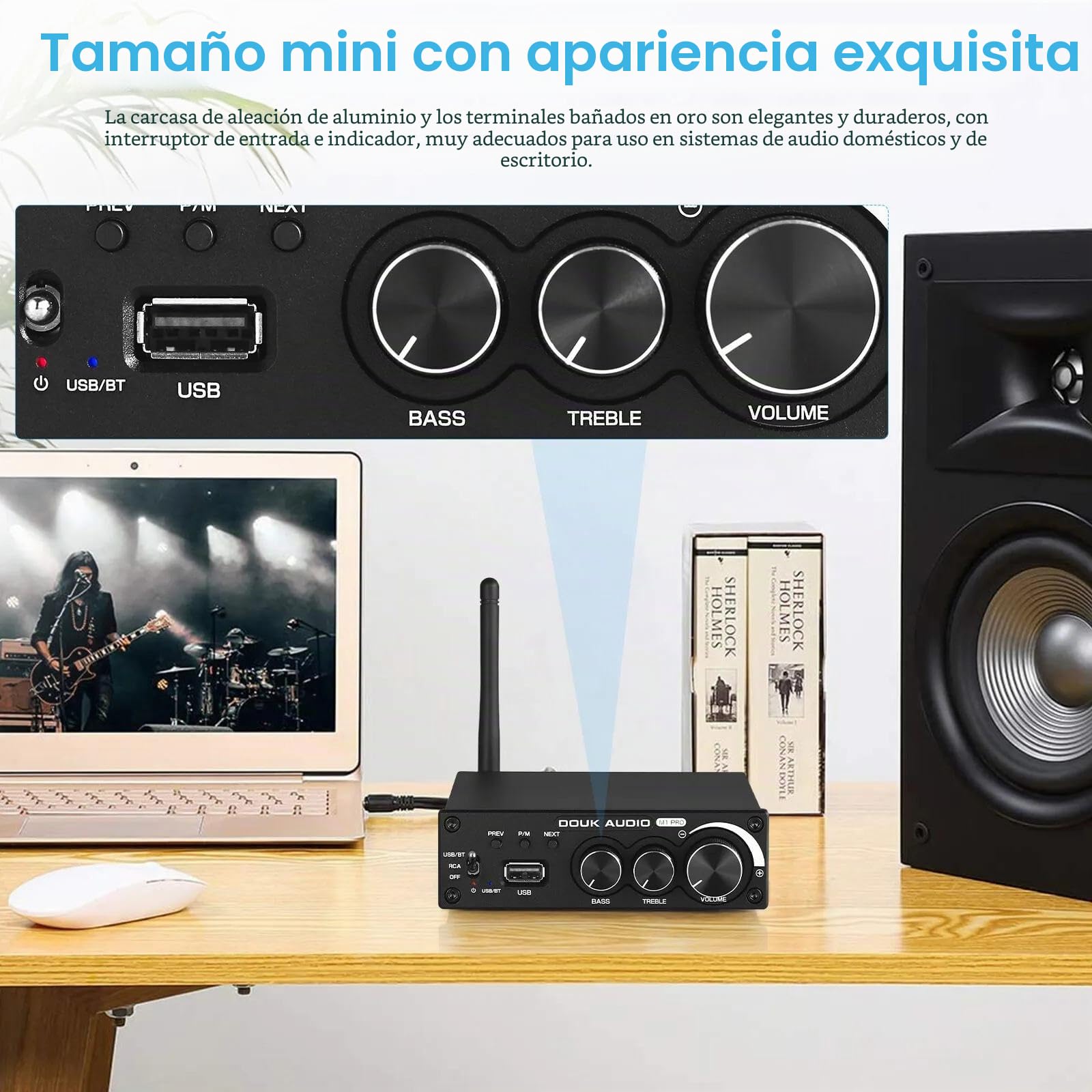 Amplificador de potencia de 320 W Bluetooth 5.0 miniestéreo USB