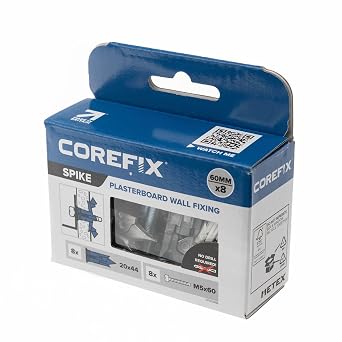 Corefix Spike Heavy Duty Plasterboard Fixings 8 Pack with M5x60mm Screws