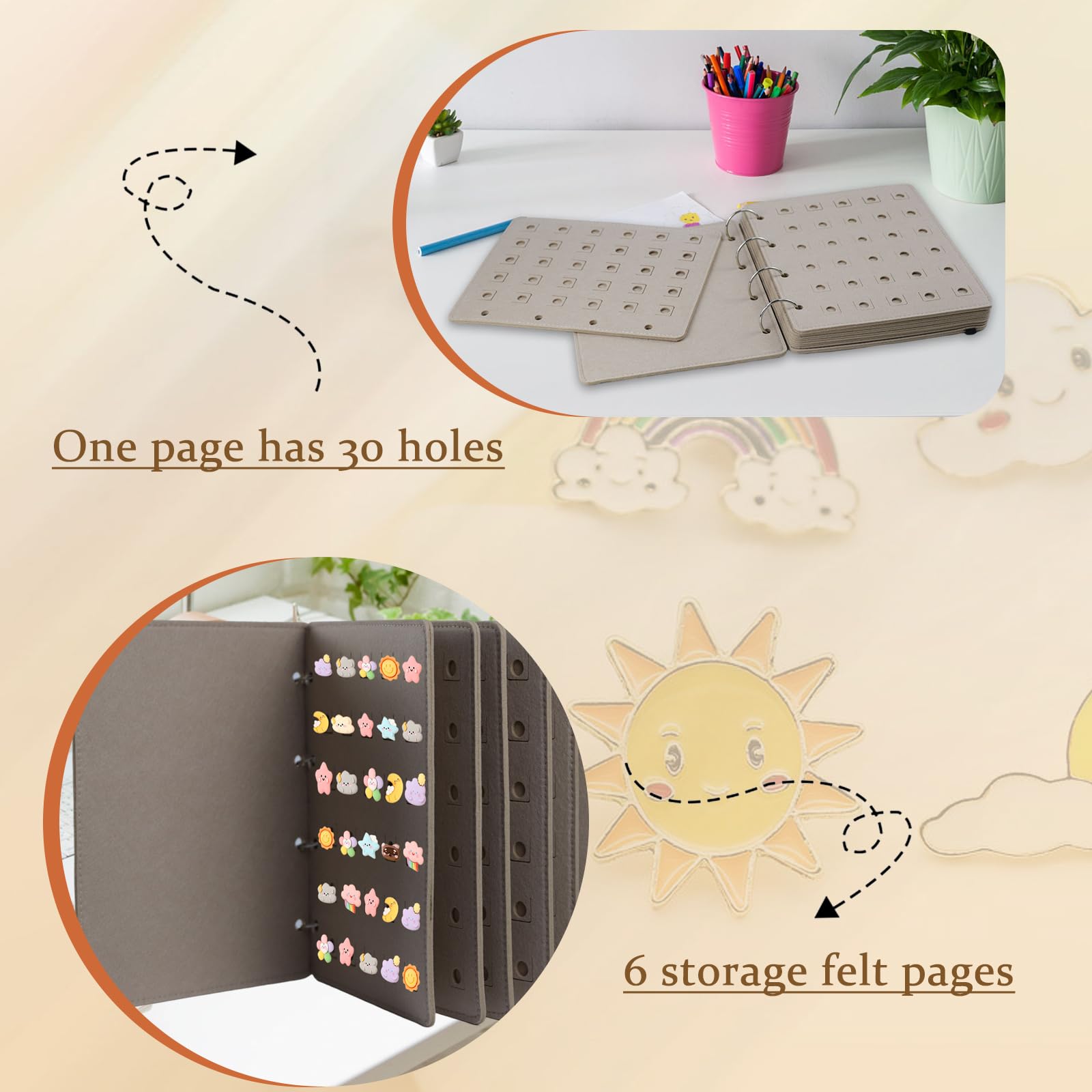 Les-Theresa Portaspille In Feltro - Album Espositore Per Collezione Di Spille E Badge - Foto 3