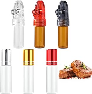 Mini Salt and Pepper Shakers,Glass Ieak-proof Spice Storage for Outdoor Activities Traveling Cooking (6 pack)