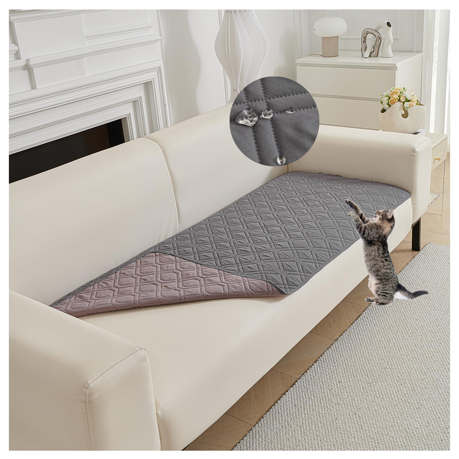 OREZAUQS Bedspreads Waterproof Bed Sheet Cover Pet Hair Resistant Bed Sheet Cover for Dog and Cats Washable Reversible Scratch Proof Furniture Protector Dog Bed Cover (dark gray,75 * 127cm)