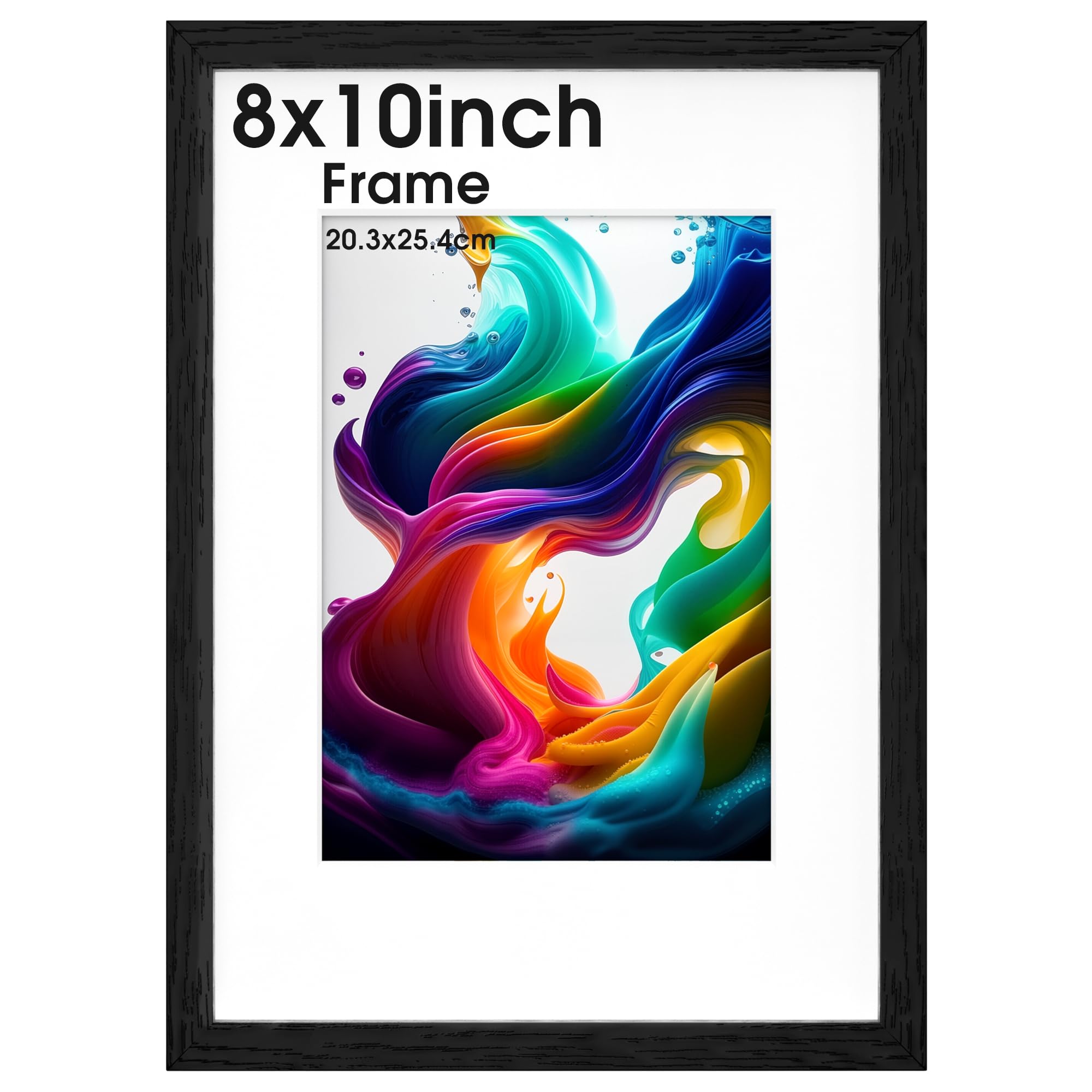 HueeeJot 8x10 photo frame - 10x8 photo frame with Stand Tabletop or Wall Hanging - Engineered Wood Picture Frame Suitable for Artwork, Family Photos, and Gifts for Friends and Relatives, Black, 1 Pack โ image 1