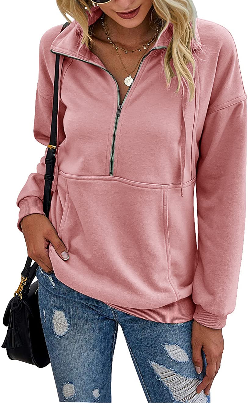 PRETTYGARDEN Women's Casual Long Sleeve Sweatshirt Half Zip Pullover Tops