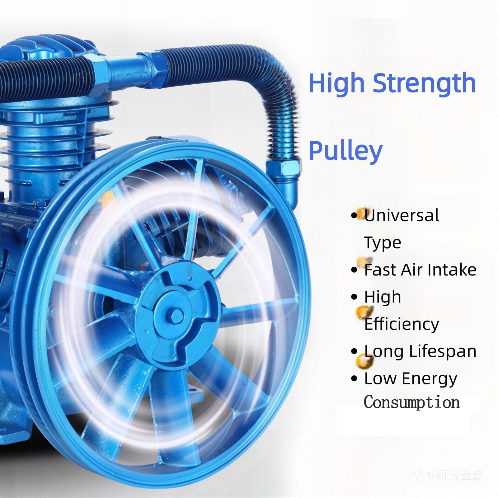 Głowica pompy sprężarki powietrza 2200 W, V-0,25/12,5-dwucylindrowa, tłokowa pompa smarująca z dyszą, dwustopniowa, uniwersalna, niskoenergetyczna, do naprawy samochodów, budowy stolarskiej, produkcji