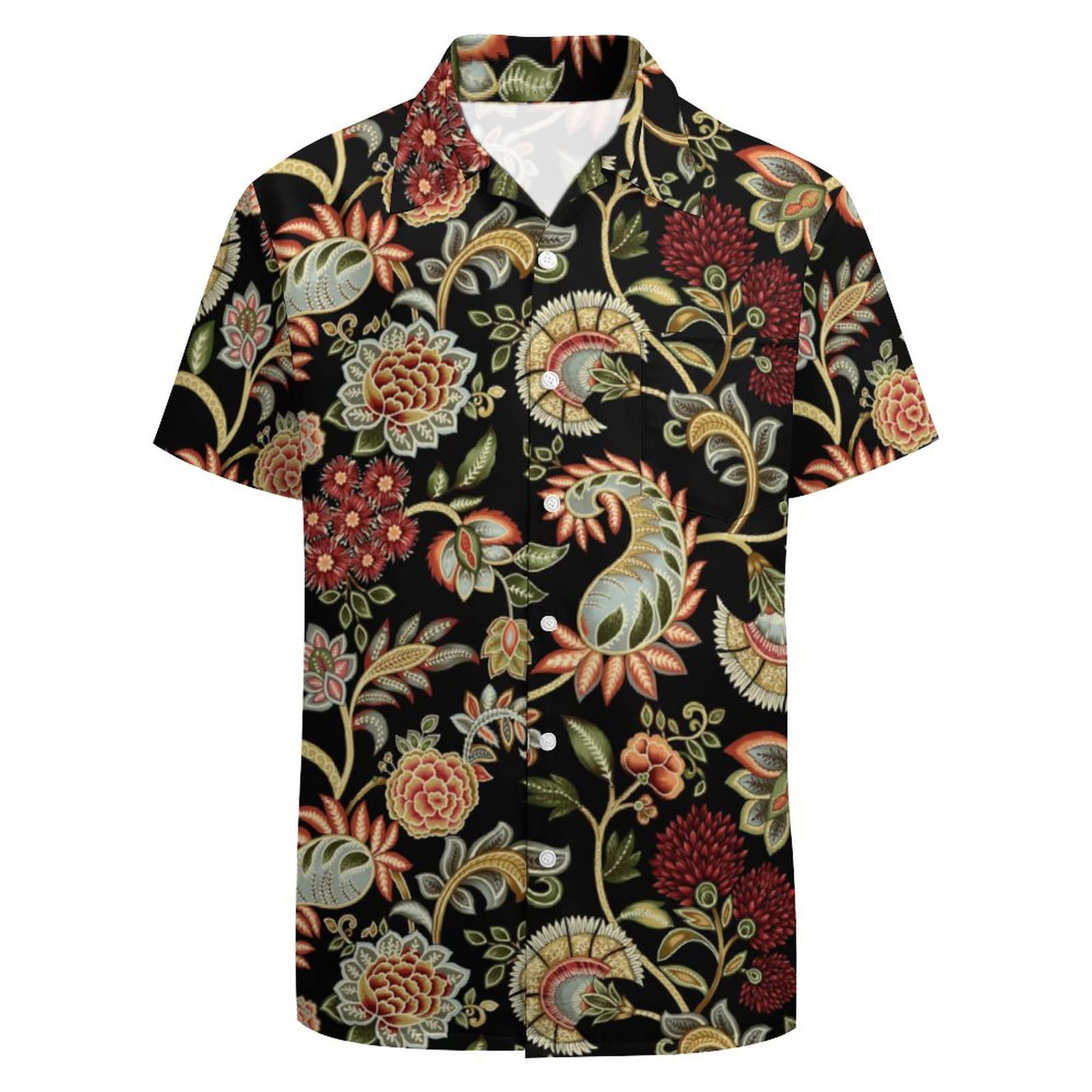 Larsd Men's Floral Paisley 80S Shirts For - 90S Button Up Vintage Retro Hawaiian Beach Neon Disco Funny Party Shirt, Xl