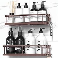 Vista 9 de YASONIC Organizador de Ducha Adhesivo, Organizadores de Ducha de Baño Sin Taladro, con Ganchos Removibles y Portajabón, Estantes de Ducha a Prueba