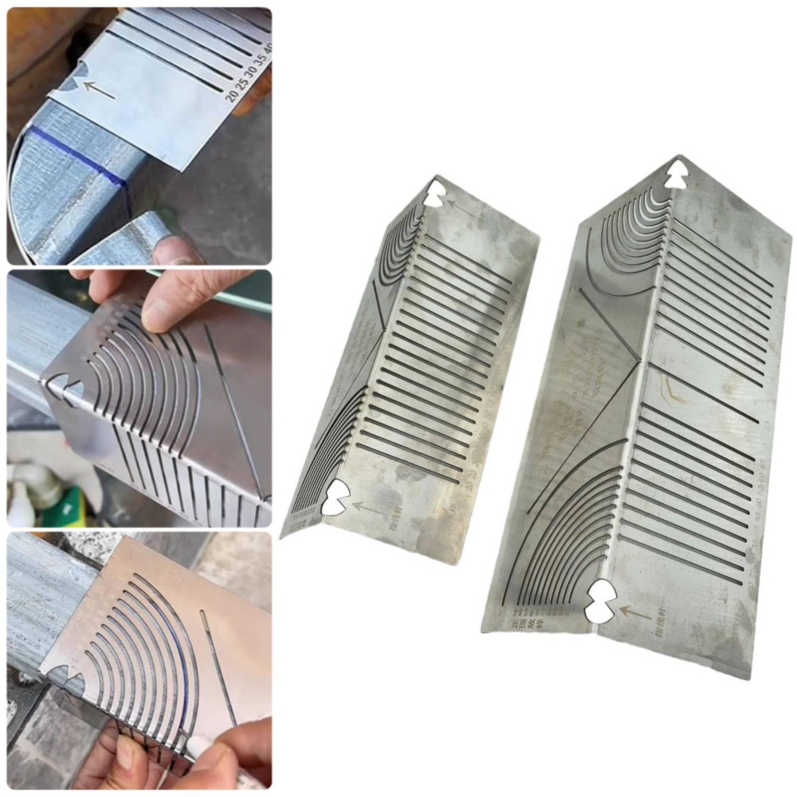 Precision Flex Angle & Arc Marking Tool, Linear Arc Dual-purpose Scriber, Square Steel Pipe Fitting Pipe Cutting Guide, Parallel Line Drawing Tool for Metalworking, Engineering, Construction (S+L)