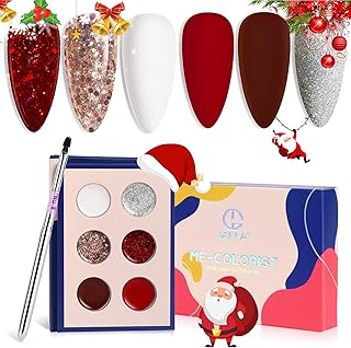 MEFA Solid Gel Nail Polish Set Burgundy Dark Red Sparkle Cream Gel Polish Palette Play Fun Mini Nail Gel Kit, Snow White S...