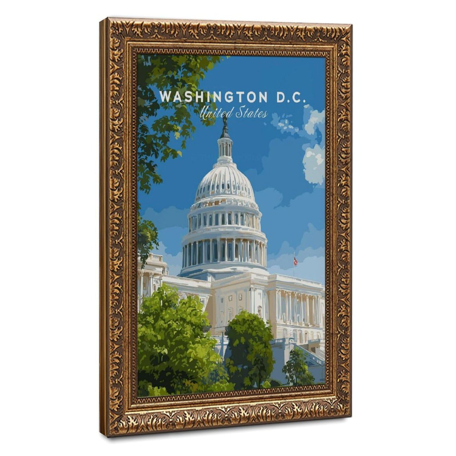 Bareronor Washington D.C. US Capitol Canvas Poster Bedroom Decor Landscape Office Room Decor Gift 24" L X 36" W