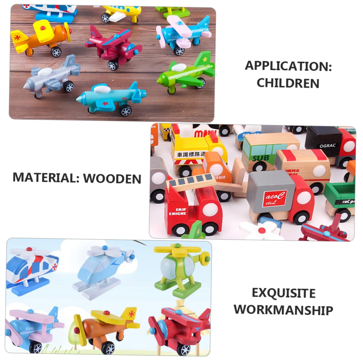 SOIMISS 12 Piezas Juguete de Madera para Mini Aviones Educativos Coloridos de Infantiles para Aprendizaje y Diversión