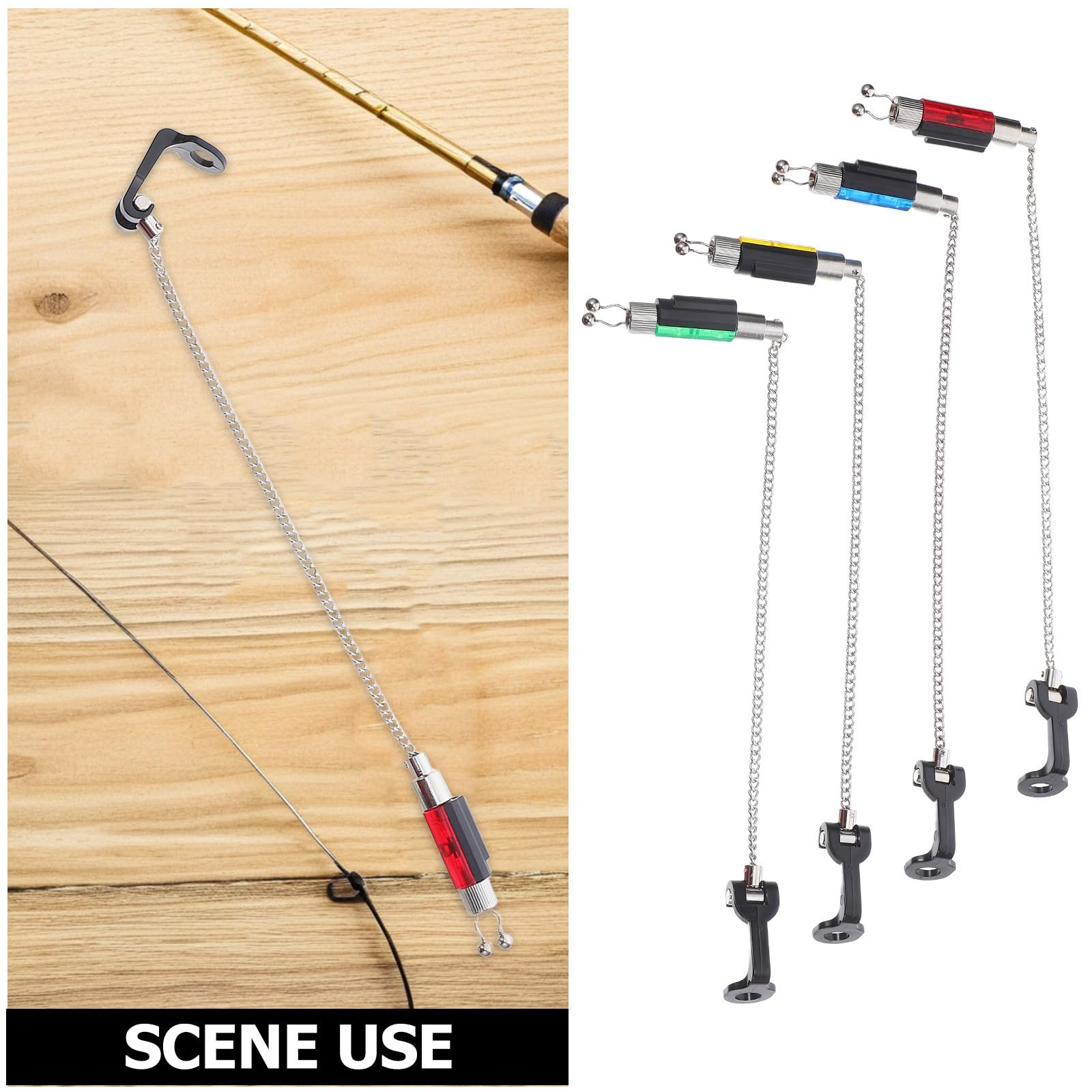 ULTECHNOVO 4 Piezas Alarmas de Pesca, Alarmas de Pesca de Carpas, Tensores Flexibles, Hierro y Plástico, Reduce Golpes y Ruido, Funcionamiento Silencioso, para Cañas de Pescar, Embalse y Río