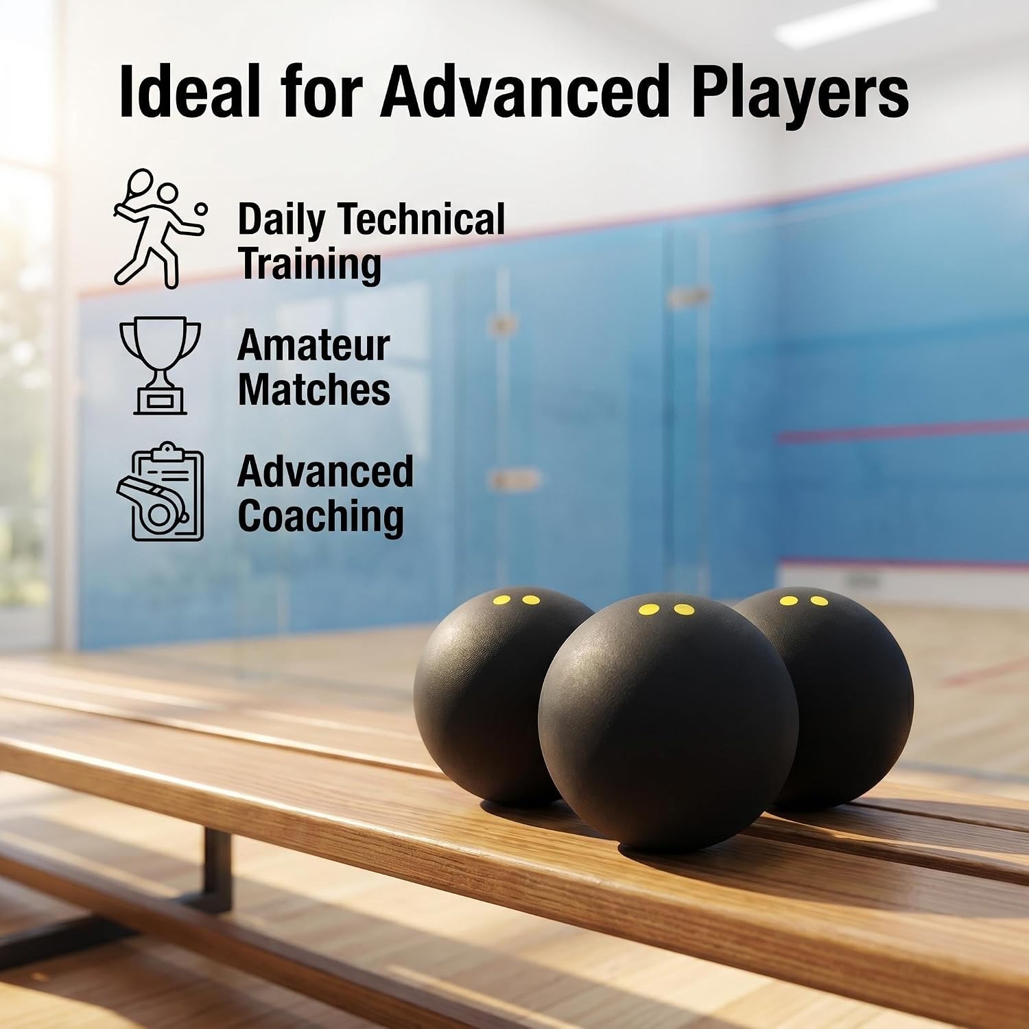 3 Pieces Double Yellow Dot Squash Ball Custom Logo Professional high Elasticity Resistant to Play for Training and Practice