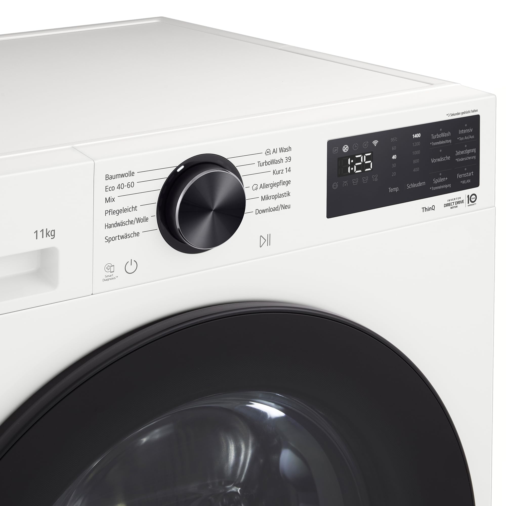 LG F4WX701Y Waschmaschine, 11 kg, AquaLock® Vollwasserschutz, AI Wash, TurboWash 360°, Inverter Direct Drive, weiß