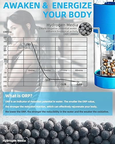 Miniatura 4 de Botella de agua alcalina de 22 onzas con filtro de minerales filtrados para reducir ORP Ph filtro de agua alcalina 9.5, botella de filtro de agua