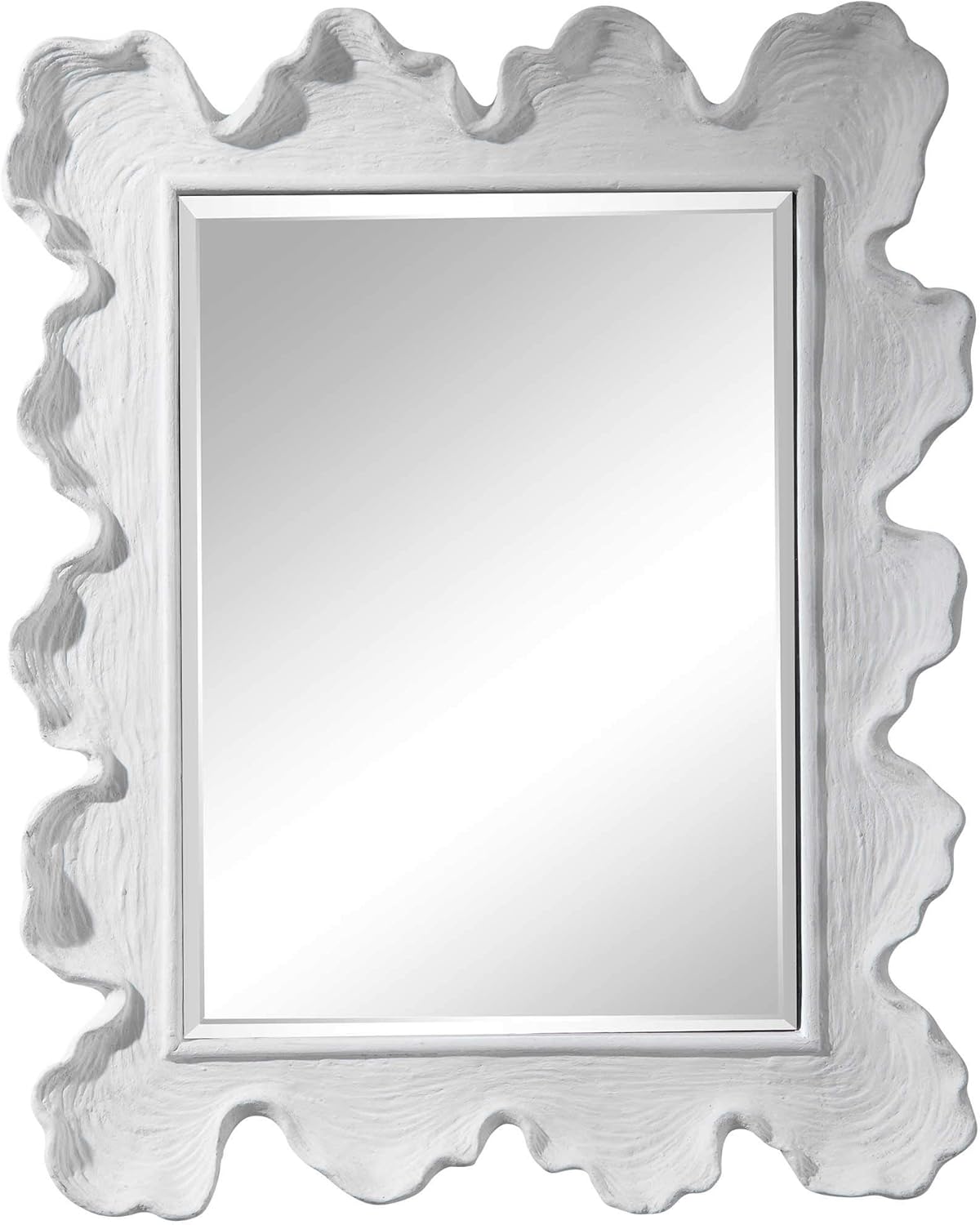 MY SWANKY HOME Organic Shape Modern White Coral Wall Mirror Matte Wood Grain Live Natural Edge