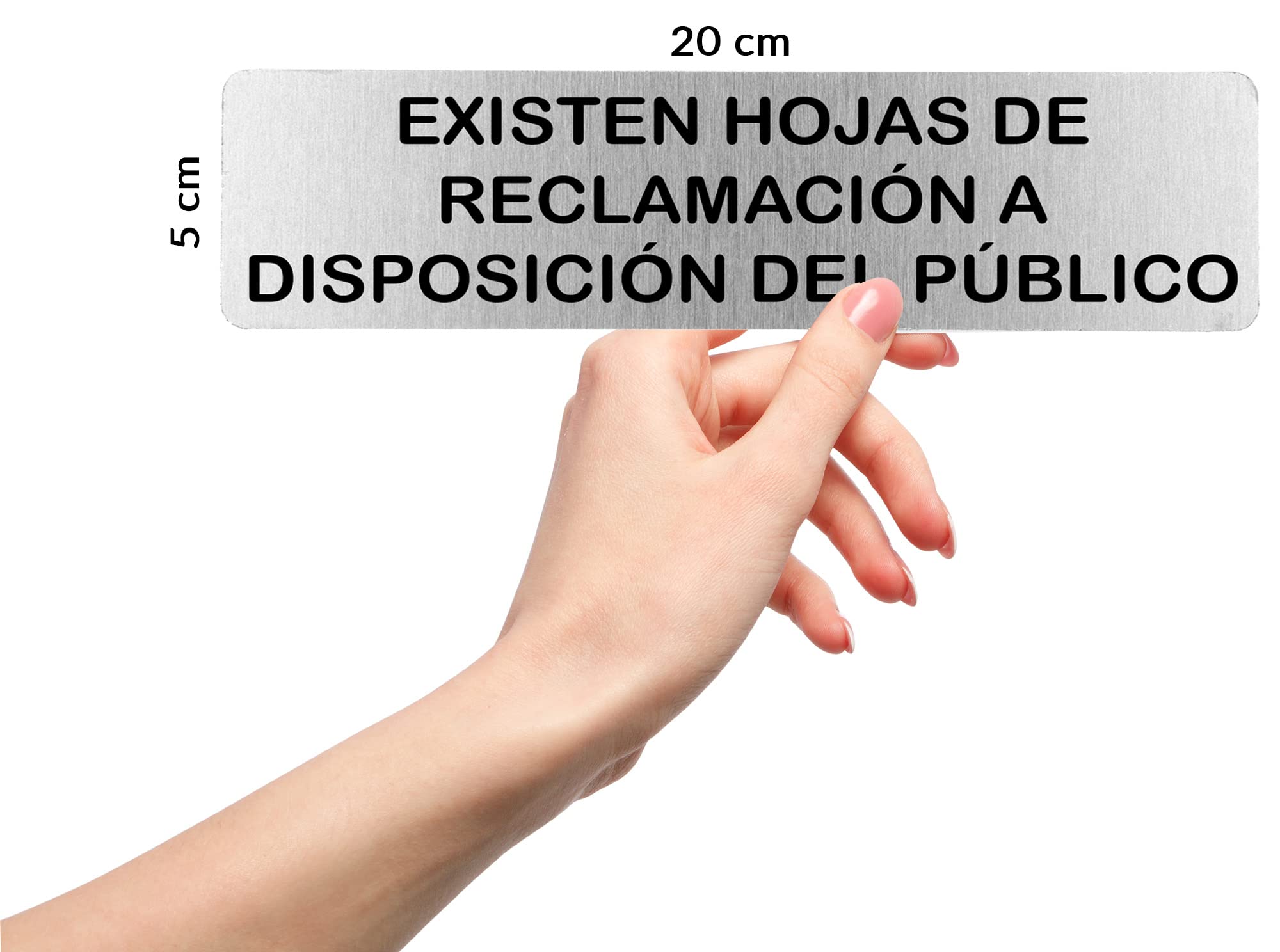 Señal de acero inoxidable EXISTEN HOJAS RECLAM | Placa puerta | Señal informativa | Cartel Puerta 200X50mm (ref.RD707058)