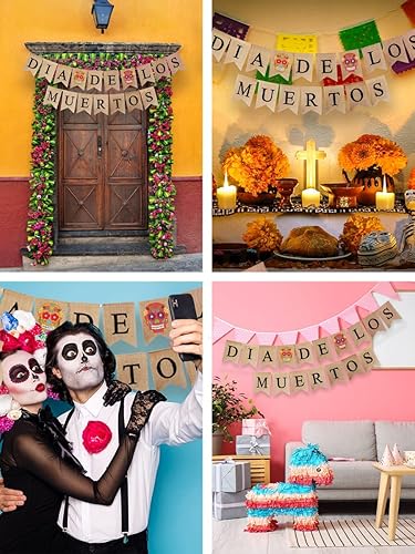 Miniatura 6 de Mandala Crafts Pancartas de arpillera del Día de los Muertos y Dia De Los Muertos con calavera de azúcar