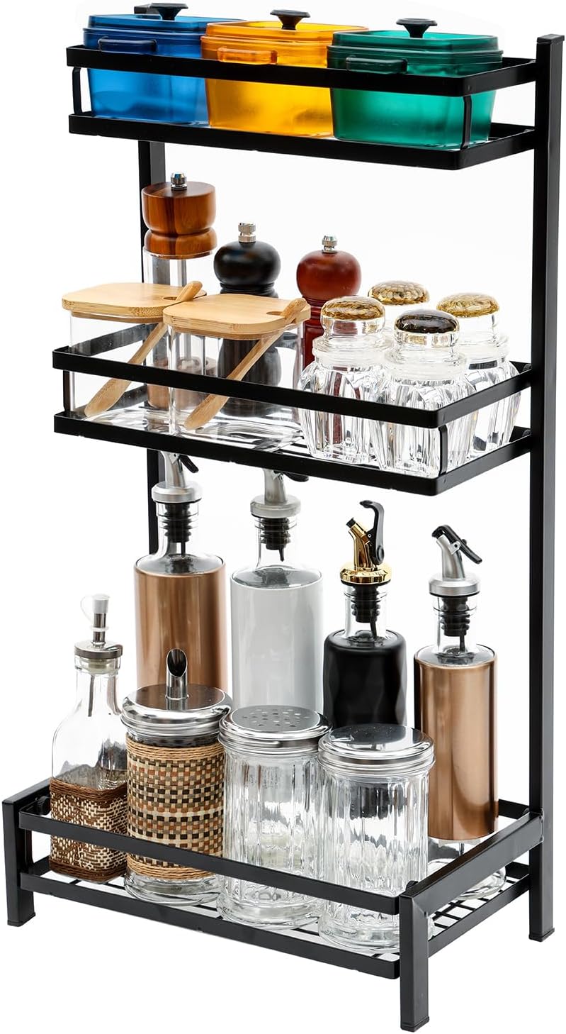 Kitchen Countertop Organiser 3-Level Kitchen Rack, Metal Spice Rack ...